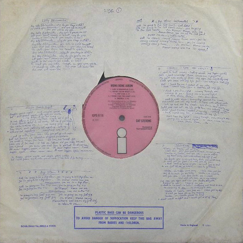 Cat Stevens  Mona Bone Jakon : LP inner  uk original